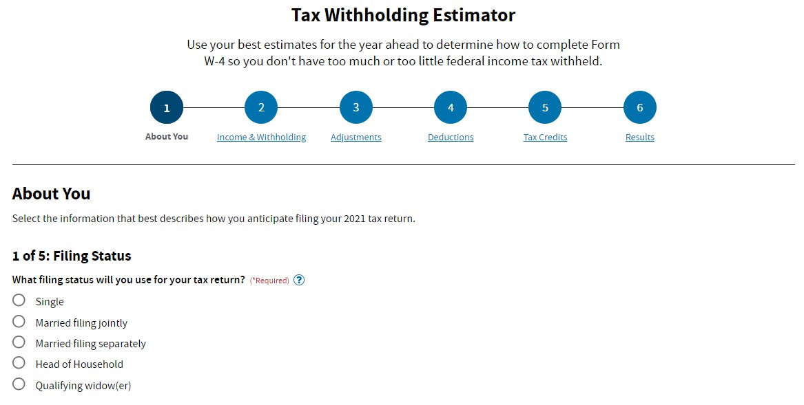 IRS Tax Withholding Estimator 2021