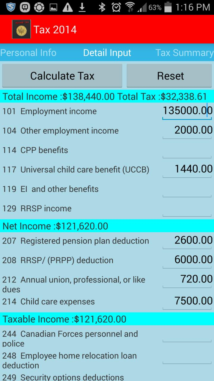 Canadian Income Tax Calculator