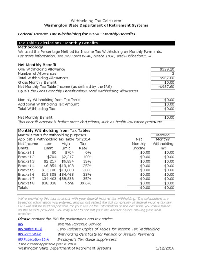 Tax Withholding Estimator Calculator