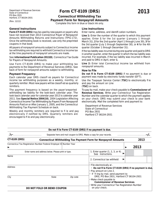 Fillable Form Ct 8109 Drs Connecticut Withholding Tax 