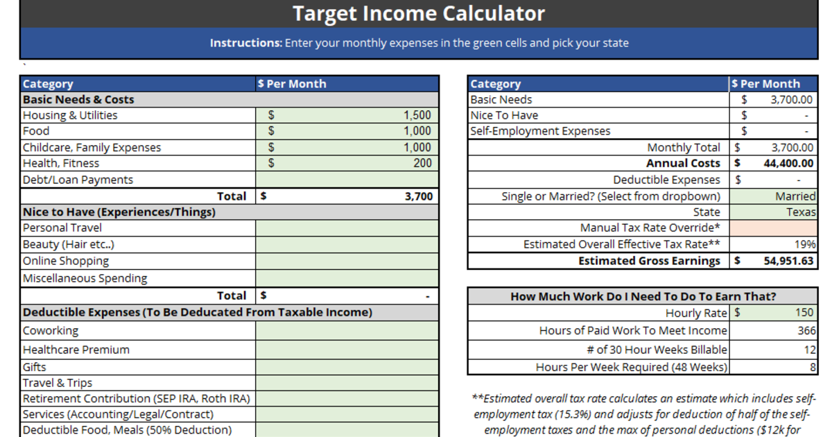 Freelance Target Income Calculator