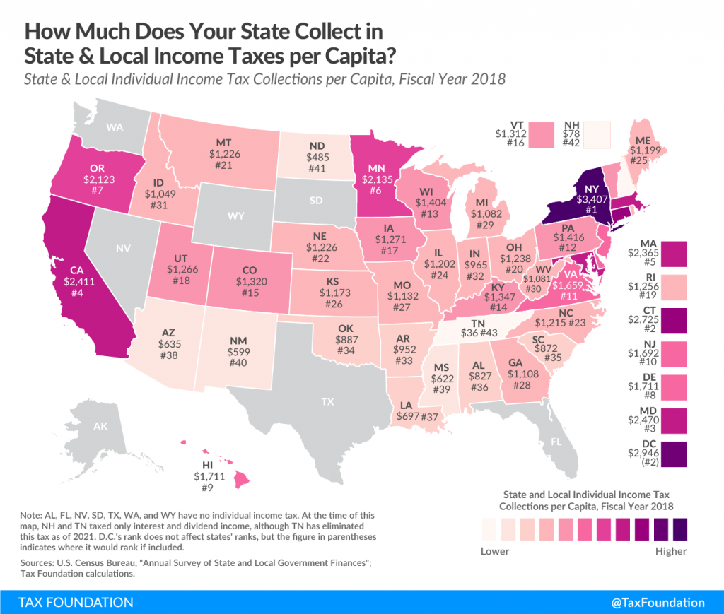 Income Taxes Per Capita By State 2021 Tax Foundation