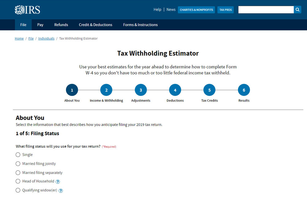 IRS Tax Withholding Estimator IRS