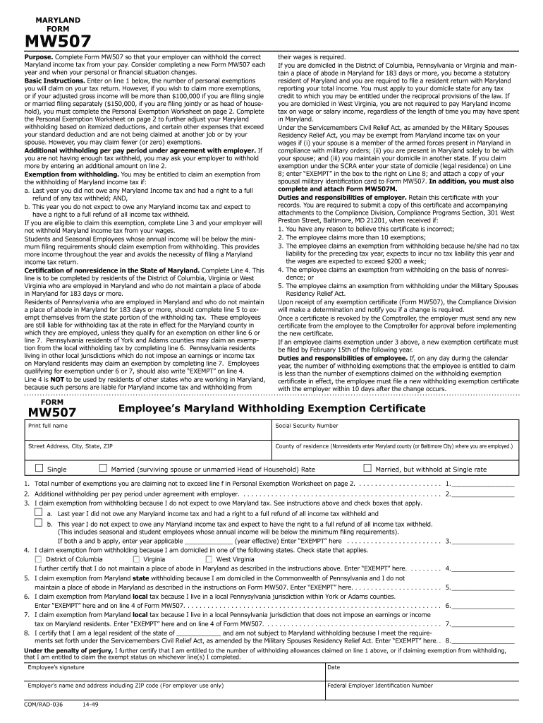 2021 Maryland Withholding Tax Form