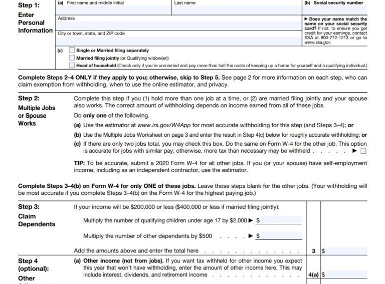 IRS W4 Withholding Calculator 2021